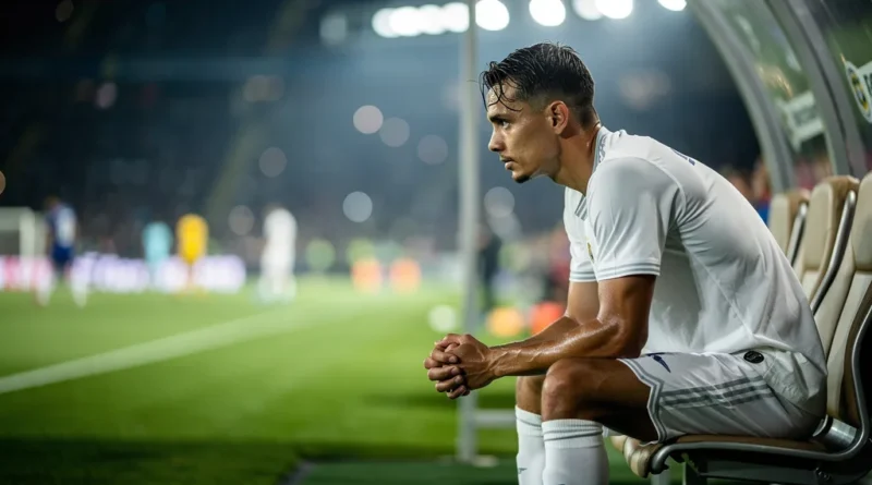 Real Madrid forward Endrick on the bench during a match