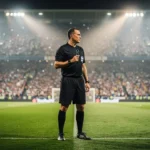 Professional football referee Slavko Vincic on the pitch during a major tournament