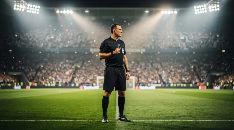 Professional football referee Slavko Vincic on the pitch during a major tournament