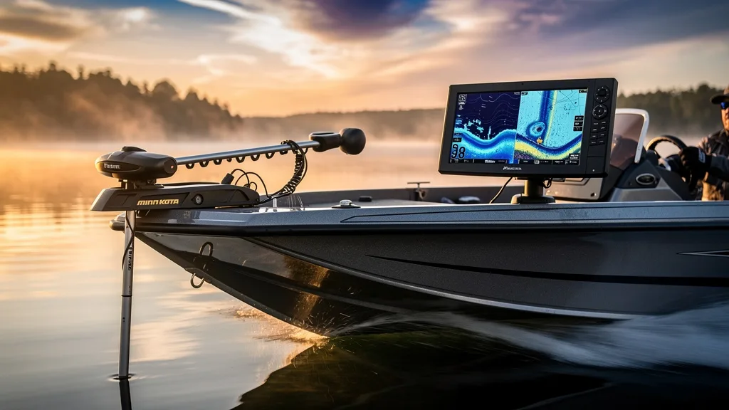 Minn Kota Unified Fishing System integrated trolling motor and sonar on a boat